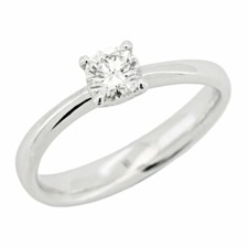 Bague Solitaire Diamant 4VAS CT 0,40 Et VS2 VG Ex or Blanc 18 KT Hrd 18000
