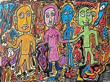 Tableau art brut naif 30x40