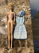 Vintage 1964 #850 Blonde  Ponytail Barbie Doll & Reception Line Dress & Hat