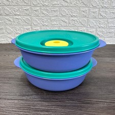 Tupperware Crystal Wave Microwave Divided Dishes Blue Green BPA-Free Easy Clean