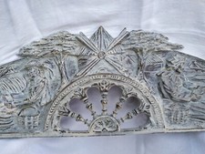 OLD PATINATED WOOD PEDIMENT BRETON SHABBY CHIC element decorative woodwork Brittany