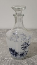 Glass carafe pattern canvas of Jouy old Paris from the Arques range 1975 vintage 