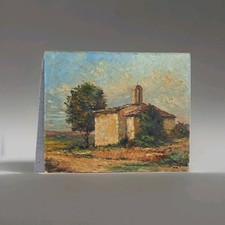 Antique painting oil on canvas Provence, landscape painting signed
