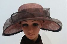 Chapeau Cérémonie Femme Marron HAT HUT Élégant Fabriqué En Italie