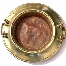 Antique yellow and pink copper basin before 1900 in very good condition 