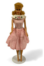 Vintage 1960s #5 Blonde Ponytail Barbie Doll in tagged Dancing Doll Dress