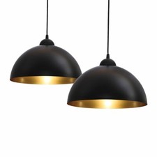Suspension design lustre vintage noir-doré luminaire plafond cuisine E27 chambre