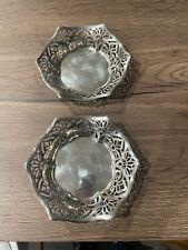 Ancienne paire de dessous de bouteille carafe en métal argenté Wiskemann