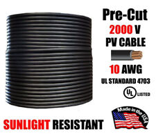 10 AWG PV Wire Black Solar Cable 1000/2000V Copper – Pre-Cut 50–500 Ft