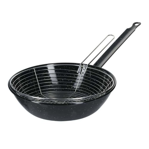 Poêle friture fer émaillé - fer,