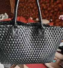 Sac cabas tressé reptile, noir