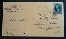 RAS 1874 GA Grange Corner Ad Cover Central RR Cancel Ex-Confederate AH  Stephens