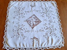 Early 20th Century Embroidered Cotton Butterfly Decor Placemat - 62cm x 62cm
