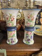 Paire de vases en opaline décor fleurs des Champs… H. 30 Cm