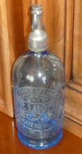 ANCIEN SYPHON BOUTEILLE EAU DE SELTZ BLEU CLAIRE R. LHOMME CHATEAU DU LOIR
