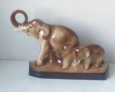 sculpture elephant françois levallois radegonde faience art déco no lemanceau