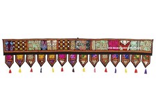 Toran Indien Noir Vintage Patchwork Broderie Valance De Porte Décor Mural