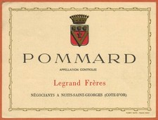 Etiquette grand vin de Bourgogne"Pommard-Legrand Frères-vigne-Cep-R.406