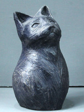 BUSTE CHAT BLEU EN TERRE CUITE