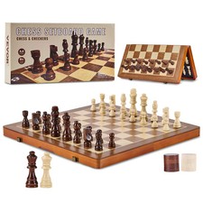 VEVOR Jeu d'échecs magnétique en bois 380 mm pliable portable ensemble d'échecs