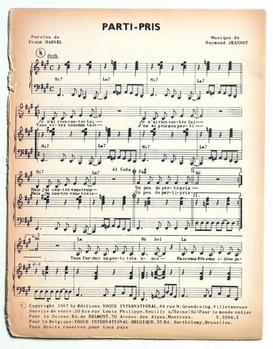 Partition vintage sheet - , music