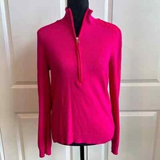 Ralph Lauren, Lauren Active LRL Pink Half-Zip Ribbed Pull Over Sweater