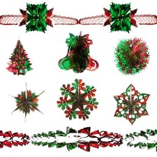 Noël Feuille Plafonnier Décorations 2 Ton Vert/Rouge - Choisissez Design