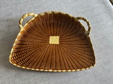 RARE ET ANCIEN PLATEAU FUMOIR OSIER EN BARBOTINE SARREGUEMINES