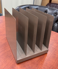 Lit-Ning Steelmaster Gray Metal Desk Paper Organizer 5 Trays