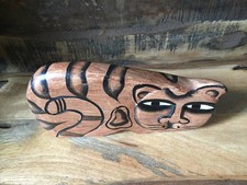 Statue chat en bois peint en