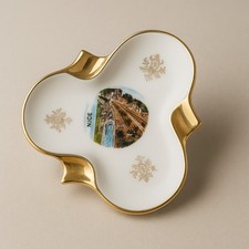 Gold Porcelain Souvenir Ashtray - Nice Côte d’Azur - Éliane Monaco