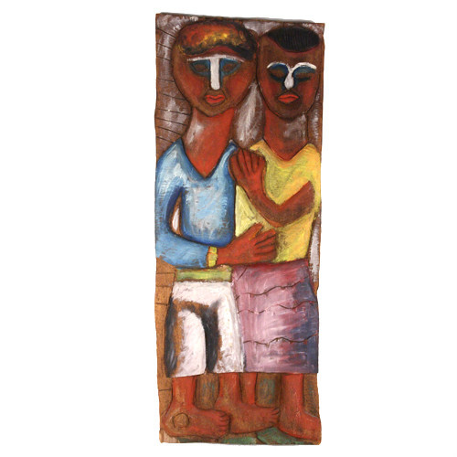 Carved wood boy - carved, girl