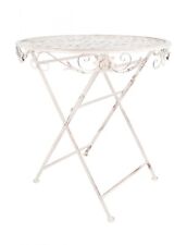 Petite Table en Fer Blanc Shabby pour Jardin Balcon Terrasse En Style Shabby