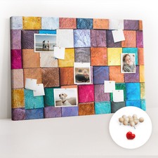 Décoratif Tableau d'affichage Tableau en liège 120x80 Cubes en bois