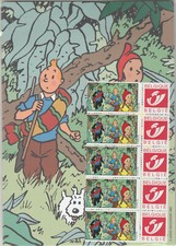 Herge Tintin timbres et set écriture temple soleil n°3 2002