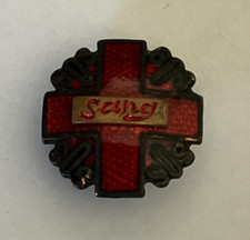 REF V1 -  INSIGNE DE BOUTONNIÈRE CROIX ROUGE DON DU SANG Signé R. LOUIS