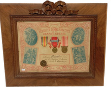 09/25 (CRB352) Cadre avec diplôme et médailles guerre 14/18  french MEDAL