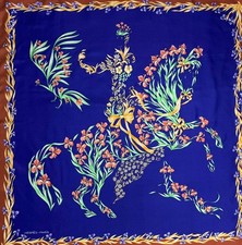Free FedEx Authentic HERMES Scarf Carre 90 Cheval Fleuri  (206)