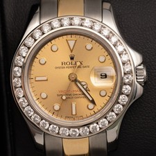 Rolex Yacht-Master 69623 Diamants Biseau Huître Montre Acier & 18K or Jaune
