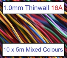 50m Automotive Cable Kit 1mm 16 Amp Car Boat Loom Auto Wire 50 Metres 10 X 5m
