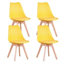 Lot de 4 Chaise Salle à Manger design scandinave Cuisine, Tulip rembourrée Jaune