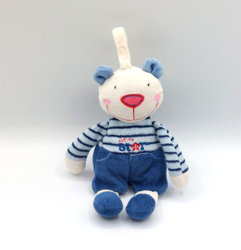 Doudou peluche ours blanc - , bleu