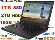Lenovo Thinkpad T430s i7-2.9GHz  FAST 2TB SSD  16GB 14"  Free Docking