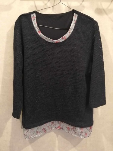 Pull bleu marine - , brillant