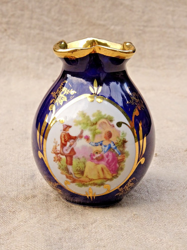 Vase porcelaine limoges scène - porcelaine,