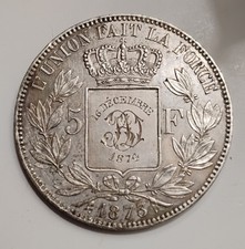 BELGIQUE - Monnaie 5 Francs Belge Argent 1873 Gravée Médaille Baptême 1874 RARE!
