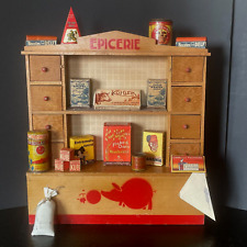 ANTIQUE WOODEN "LUCKY PIG" GROCERY STORE TOY - TRIMMED - 8 DRAWERS