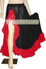 Jupe TMS noire/rouge à volants fendue cercle complet danse du ventre