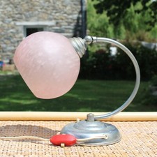 Vintage Art Deco Pink Marbled Opaline Globe Chrome Floor Table Lamp