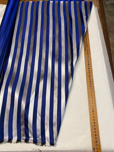 Tissu soie cravate argent - , bleu